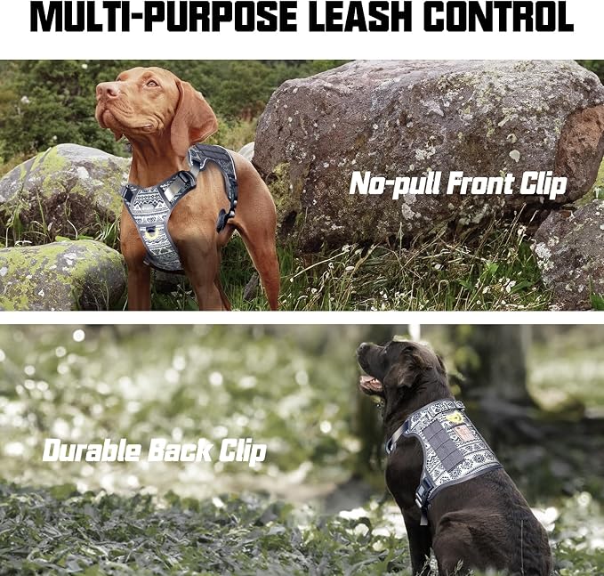 AUROTH Tactical Dog Harness for Large Dogs No Pull Adjustable Pet Harness Reflective K24 Working Training Easy Control Pet Vest Military Service Dog Harnesses