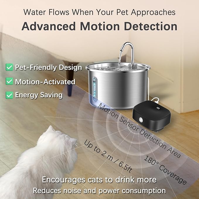 Smart Power Companion with Sensor LED Display Builted in 5000mAh Battery for All USB Battery Operated Cat Water Fountain Cat Fountain Cordless Pet Water Fountain for Cats