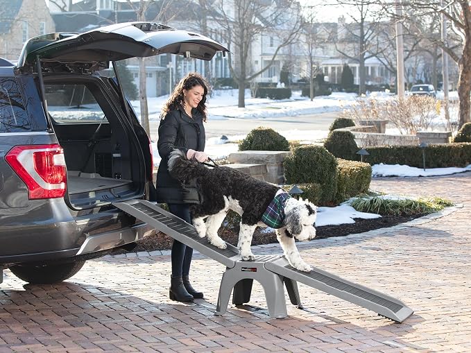 WeatherTech Easy Ramp - Non-Slip Dog Ramp for Cars, Trucks & SUV's - Supports Up to 300 lbs. - Safe Way for Pets to Access Camper,Car, Bed, Couch & Other Home Areas, Gray/Black