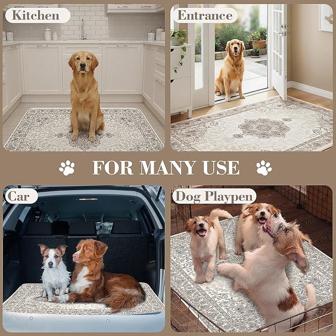 Washable Pee Pads for Dogs, 2 Pack Reusable Puppy Training Pads. 36''x48'' Super Absorbent Dog Rugs, Non-Slip and Leakproof Pee Mat for Dogs, Whelping Pads for Crates and Floors