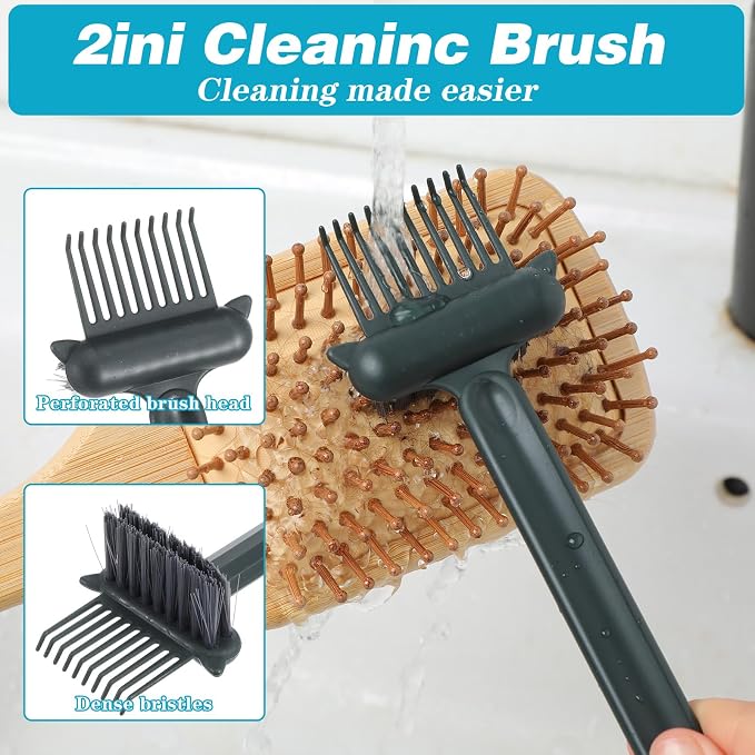 2-in-1 Hair Brush Cleaner Tool Comb Cleaners Portable Hair Brush Cleaning Rake Hairbrush Cleaner Solution with Pick Bristles for Effortlessly Removes Home Salon Travel Use