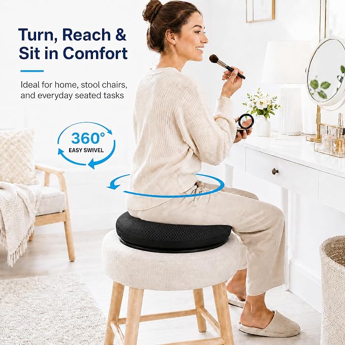 Sojoy iGelComfort Deluxe Gel Swivel Seat Cushion with Supportive Memory Foam 360 Degrees Rotating Seat Cushion for Home,Stool Chair,Office (Brown, 15.5 * 15.5 * 2.5)