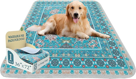 Homimp Washable Pee Pads for Dogs, Extra Large Reusable Puppy Pads Waterproof, Absorbent and Leakproof Dog Pee Pads, Non Slip Puppy Training Pads, Pet Mat for Floor,Crate,Couch,Whelping, Blue,36"x72"