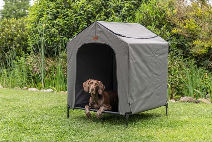 Trixie 2-in-1 Dog House and Bed, Medium to Large - Up to 100 lbs | 39.4 x 35.4 x 48.8-in Portable, Elevated Indoor/Outdoor Cot with Removable Cover, Waterproof and Sun-Resistant Tent
