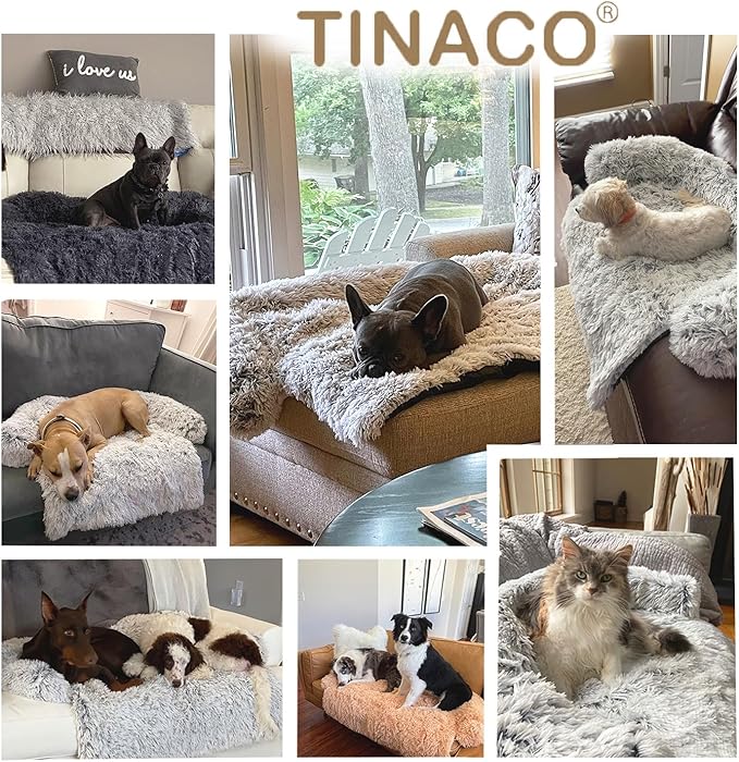 Calming Dogs/Cats Bed Mats, Dog Pad Washable Removable Couch Cover, Plush Long Fur Mat for Pets, Waterproof Lining, Perfect for Small, Medium and Large Dogs and Cats (Desert Brown, 36"x31")