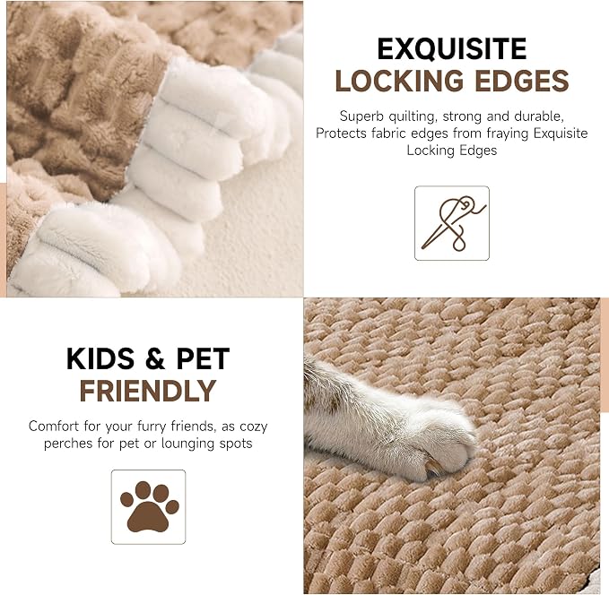 OTOB Couch Cover for Dogs Washable All Seasons Non Slip Fuzzy Pet Couch Covers Sofa Slipcovers Cushion Mat, Plush Soft Cozy Furniture Protector Kids Pet Friendly (Coffee, 23.6" x 47.2")
