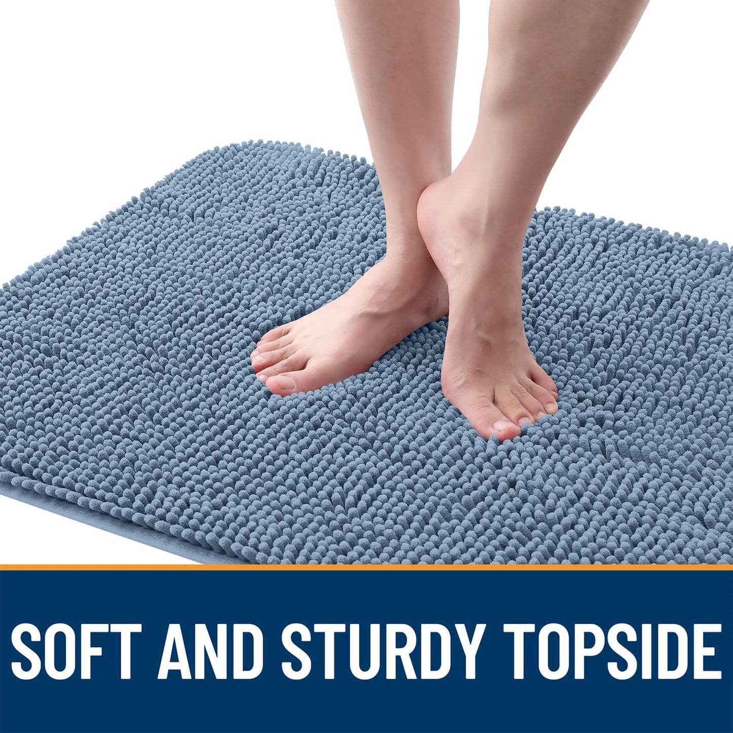 OLANLY Dog Door Mat for Muddy Paws 36x24, Absorbs Moisture and Dirt, Absorbent Non-Slip Washable Doormat, Quick Dry Chenille Mud Mat for Dogs, Entry Indoor Entryway Carpet for Inside Floor, Airy Blue