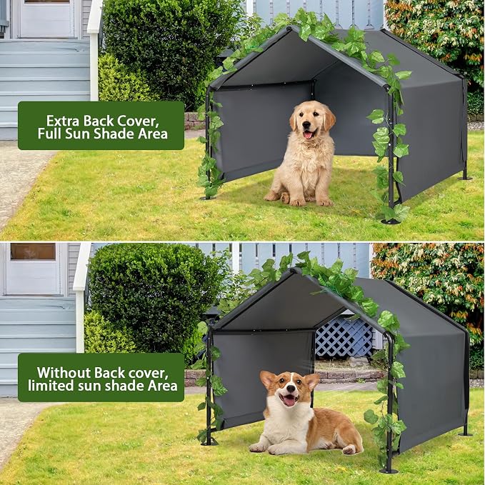 Large Dog Shade for Outside - Outdoor Dog Canopy Pet House Dog Tent Shelter | 4 x 4 x 3.3 ft Dog Tent with Upgraded Doors, Outside Sun Rain Snow Canopy Pet House for Dogs, Dog House for Small Animals