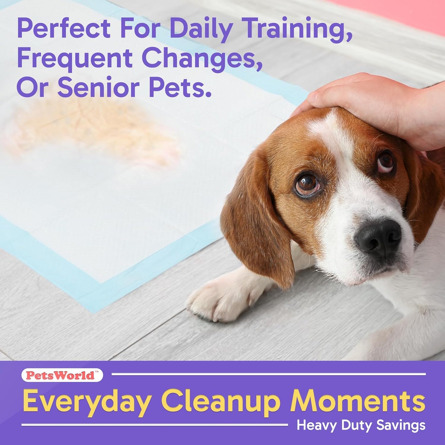 PETSWORLD Puppy Pads, 23x36 Inch, 300 Count - Puppy Pee Pads for Dogs, Tear Resistant, Economy Value, Super-Absorbent Polymer Gel Core, Perfect for Puppies, Smaller Dogs