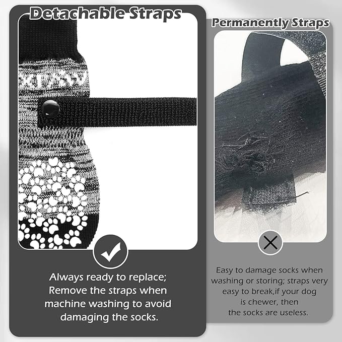 EXPAWLORER Anti Slip Dog Socks to Prevent Licking Paws, Dog Shoes for Hot Pavement, Dog Booties for Small Medium Large Senior Dogs, Traction Control Boots & Paw Protectors for Hardwood Floors