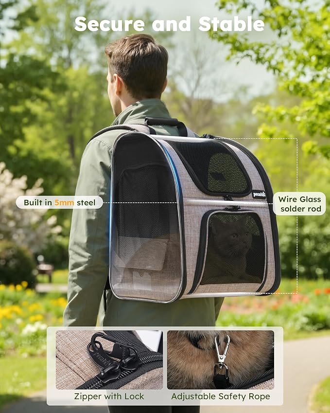 pecute Cat Backpack Expandable, Cat Backpack for Cat with Breathable Window