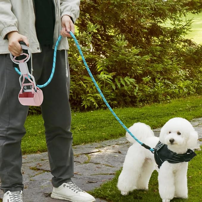 Andiker Dog Pooper Scooper with Short Handle, 10.23" Tall Dual-Spring Pet Pooper Scooper with 1 Roll of Dog Poop Bag and a Dispenser Easy to Use Dog Poop Scooper for Yard Picking Waste Up (Purple)