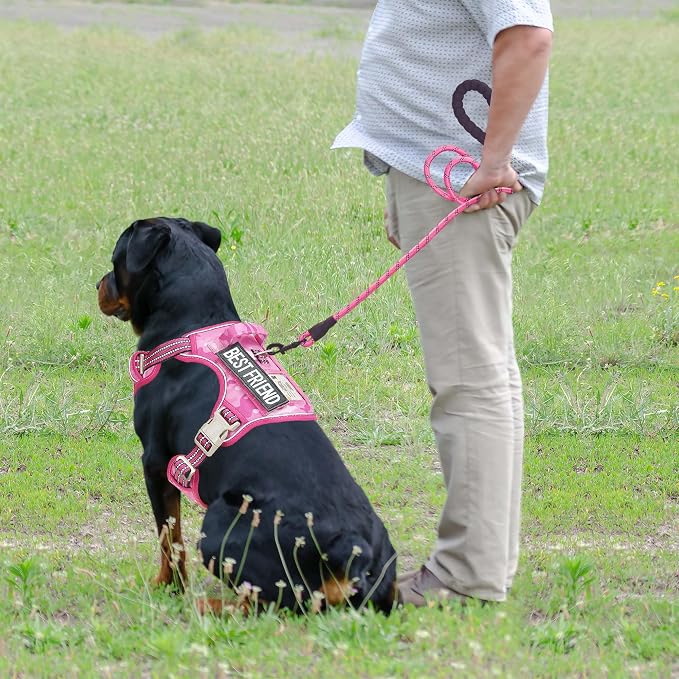 Beebiepet Heavy Duty Tactical Dog Harness for Small Dogs, No Pull Adjustable Pet Harness Reflective Service Training Easy Control Pet Vest Military K9 Working Dog Harnesses-X- Large, Pink Camo