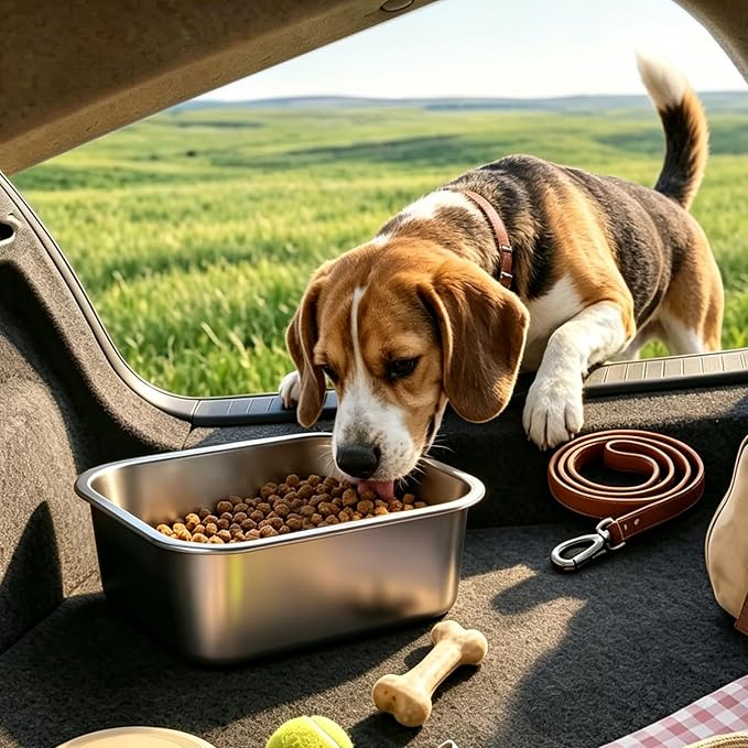 Stainless Steel Dog Bowls, High Capacity Metal Dog Food Bowls, Food and Water Bowl, No Spilling Outdoor Feeder Dish for Small and Medium Pets, Cats & Puppies 1.2 Gallons