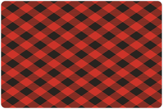 Lunarable Buffalo Plaid Pet Mat for Food and Water, Grid Style Illustration with Horizontal Lines Pattern Diamond, Non-Slip Rubber Mat for Dogs and Cats, 18" X 12", Orange Charcoal