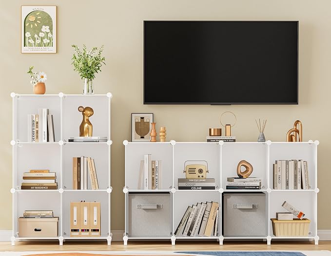 HOMIDEC Closet Organizers and Storage, 16 Cube Storage Organizer, White | Portable Closet Organizer System Bookshelf Storage Cubes Shelves for Bedroom, Kids Room, Bathroom, Wardrobe, Clothes Rack