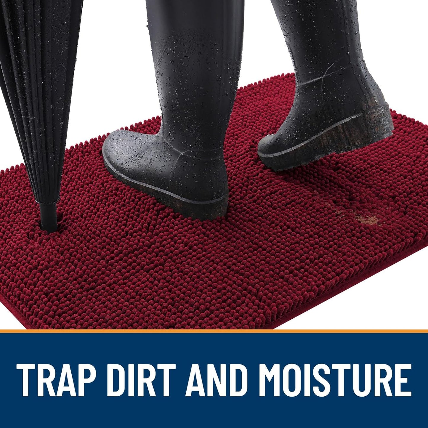 OLANLY Dog Door Mat for Muddy Paws 70x35, Absorbs Moisture and Dirt, Absorbent Non-Slip Washable Doormat, Quick Dry Chenille Mud Mat for Dogs, Entry Indoor Entryway Carpet for Inside Floor, Burgundy