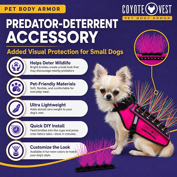 Coyotevest Coyotewhiskers Protective Nylon Dog Harness Bristles, Neon Pink | Nylon Bristles for Coyotevest or Spikevest Help Deter Coyotes, Aggressive Dogs and Birds of Prey Dog Accessory Made in USA