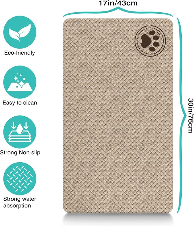 Pet Feeding Mat for Floors Waterproof Dog Mat for Food and Water Absorbent Quick Dry Non Slip mat for Cat Bowls