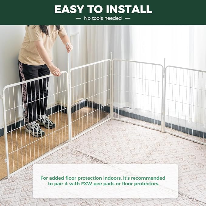 FXW Rollick Unleashed Dog Playpen for Indoor, Yard, RV Camping, 32 inch 32 Panels for Small and Medium Dogs, White│Patented