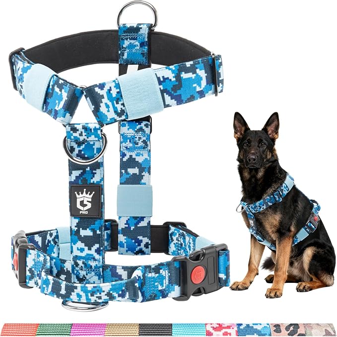 TSPRO Tactical Heavy Duty Dog Harness, Quick Release Buckle & Top Handle | Premium No Pull Dog Vest Harnesses, Adjustable, Soft Padded Lining, 1.5-Inch Wide for Medium & Large Dogs, Walking & Training