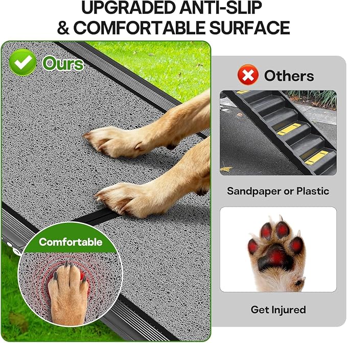 71''x 20'' Dog Ramp for Car, Pet Ramp for Large Dogs Up to 300LBS, Foldable Dog Car Ramp Stairs Steps with Waterproof & Non-Slip Rug Surface for Truck, SUV, Indoor & Outdoor(Wire Loop Fabric)