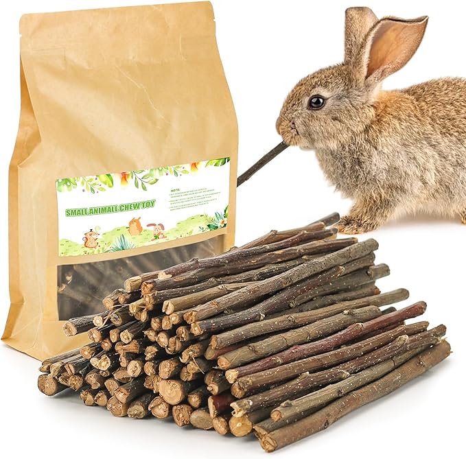 600g/1.3lb Apple Sticks Chew Toys for Guinea Pigs Rabbit Teeth Grinding Treats Toys for Bunny Chinchillas Hamster Gerbil Parrot Small Animal Pet Supplies