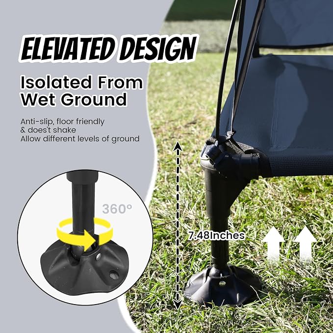 KINGROCK Elevated Dog Bed with Removable Canopy Portable Outdoor Pet Cot Waterproof 600D Oxford Fabric Anti Slip Feet for Large Dogs Camping Beach Indoor and Outdoor Use