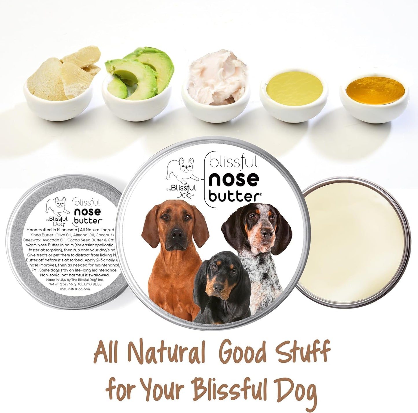 The Blissful Dog Coonhound Unscented Nose Butter, 8-Ounce