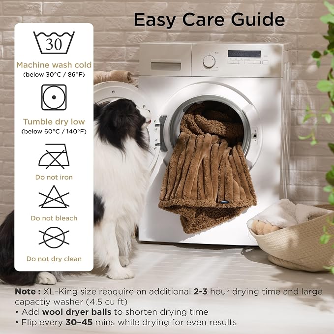 Bedsure ComfyFleece™ Waterproof Blanket for Bed, Twin（60"x80"） Camel Brown | Soft Plush Couch Bed Cover Corduroy Fleece for Furniture Protector, Cozy Calming Reversible Dog Blankets for Large Dogs Pet