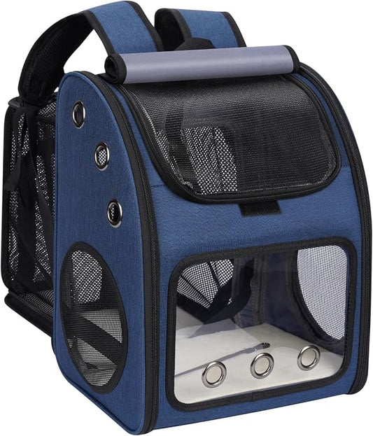 Expandable Cat Carrier Backpack,Large Space,Airline Approved,18 lbs | Portable Pet Carrier Backpack with Super Ventilated, Ideal for Traveling/Hiking /Camping/ Vet, Blue