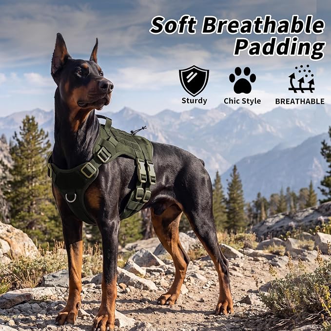Tactical Dog Harness for Small Dogs, No Pull Vest with Control Handle, Heavy Duty Adjustable Reflective Pet Harness for French Bulldog, Pug, Puppy Walking, Training