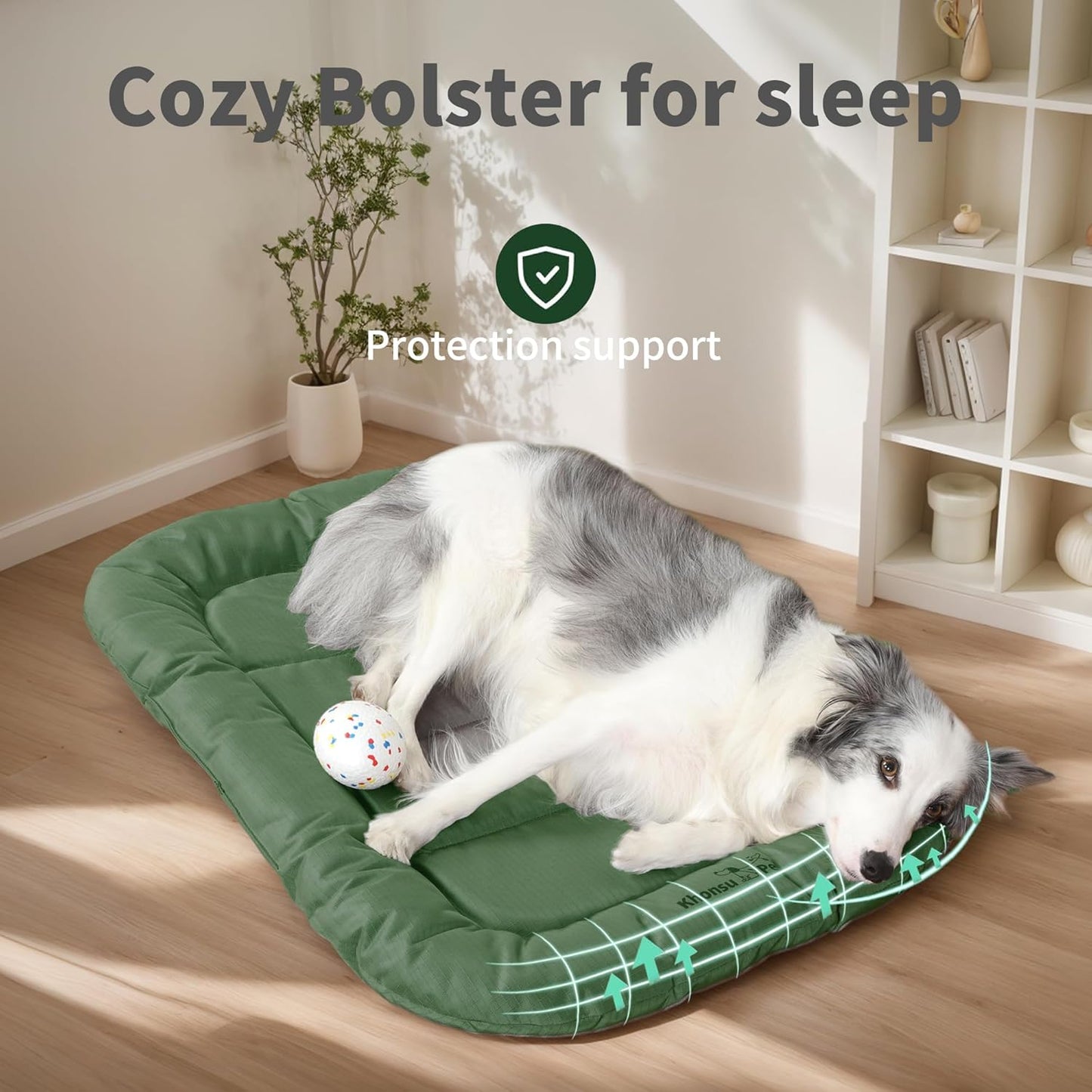 KHONSU PET Durable Dog Bed Tough and Tear Proof Dog Crate Bed, 800lbs Tear Strength PVC-Backed Waterproof Ped Bed Mat Indoor & Outdoor Use for Dogs up to 90 lbs