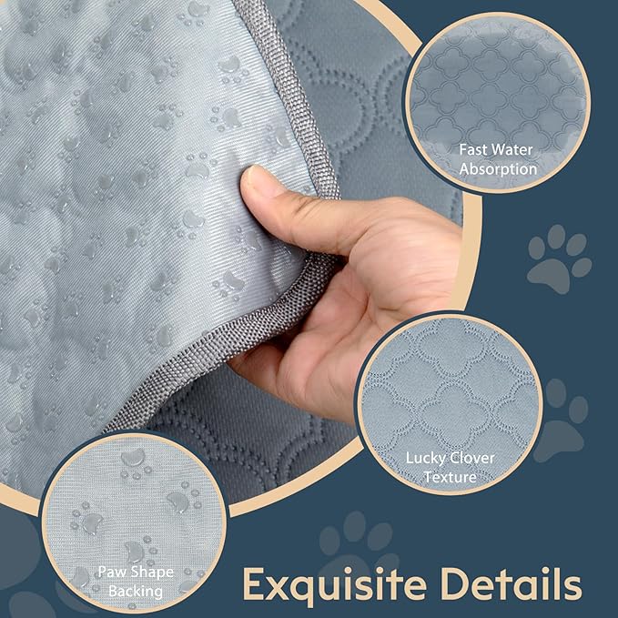 Washable Guinea Pig Cage Liner - 2 Pack Reusable Washable Pee Pads，Waterproof Guinea Pig Bedding for Small Animal - Rabbit Bunny Hamster Puppy (Light Grey, 24" X 47" - 2 Pack)