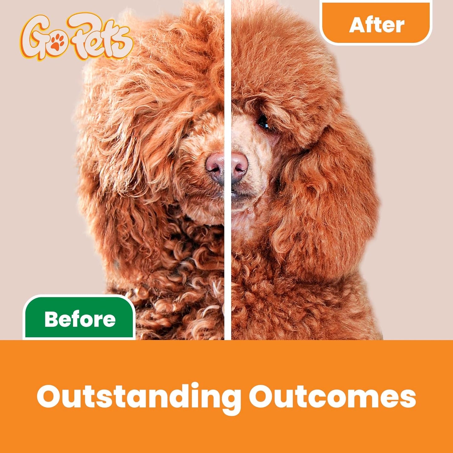 GoPets Double Row Dematting Rake Undercoat Deshedding Tool for Dogs and Cats, Dog Brush for Shedding and Grooming, Long Hair Pet Grooming Brush for Mat Removal, Detangling, and Shedding Control