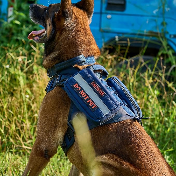 OneTigris Service Dog Vest Harness Saddle Bag Backpack Pouch, Emotional Support, Service Dog in Training,Quality Saddlebag for Tactical Dogs Vests(Blue)