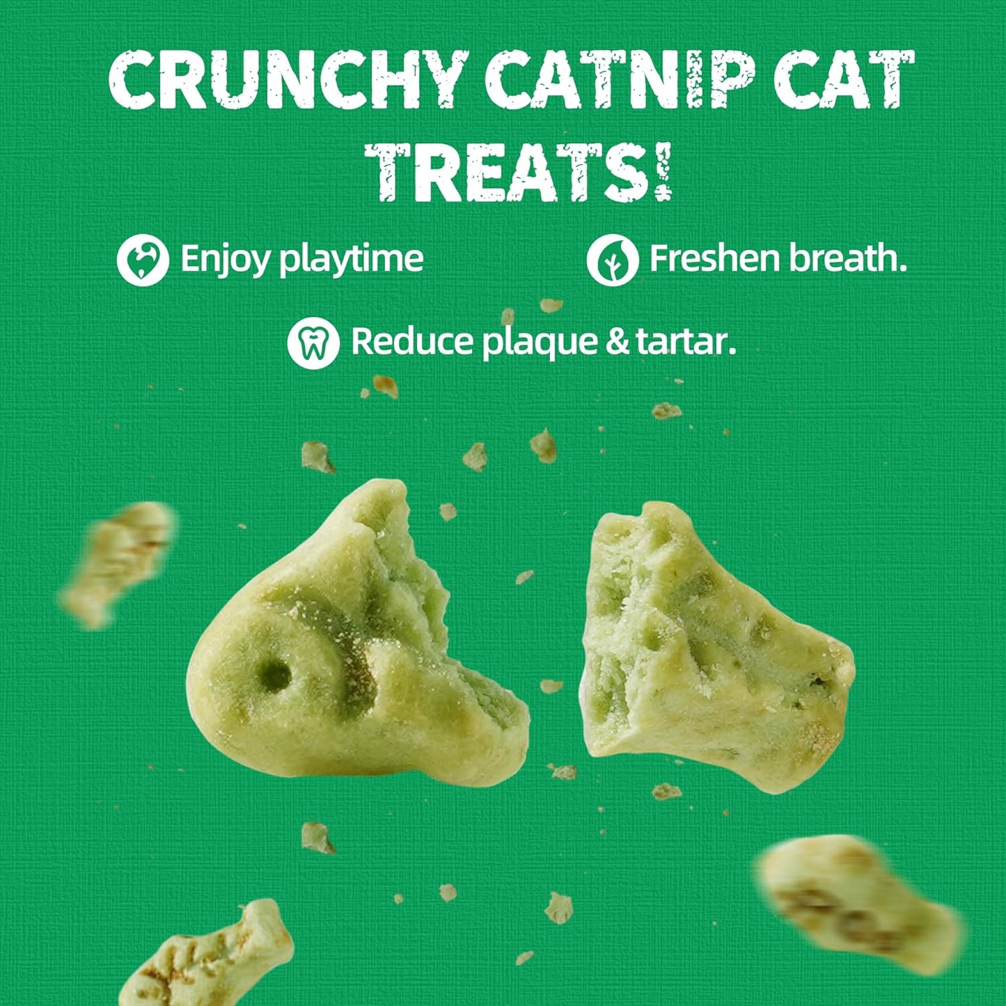 Just Try 13.4 OZ Crunchy Cat Treats Catnip Treats for Cats with Digestive Support, Natural Ingredients Kitten Treats with Real Salmon, Healthy Feline Snacks Training Biscuits Dental Care