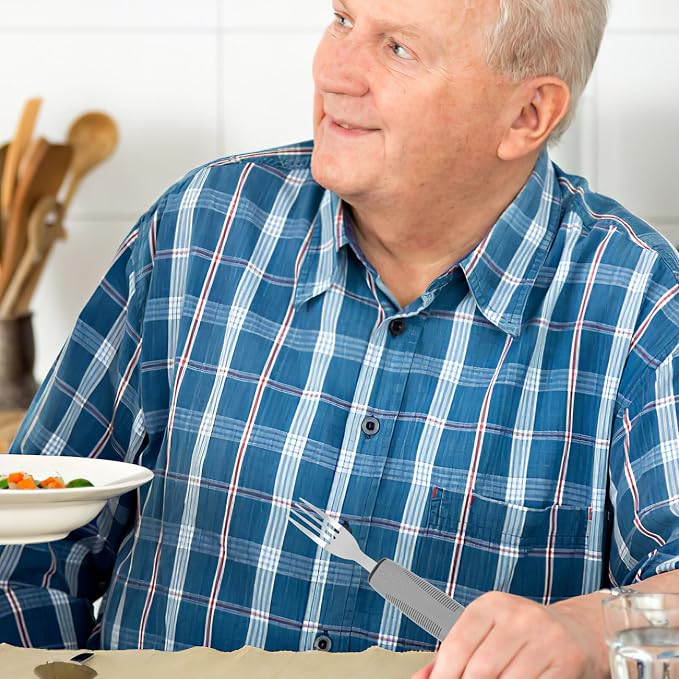 Healifty Anti-Shake Tableware Set 3-Piece Adaptive Utensils with Tpr Non-Slip Handles for Elderly Arthritis Hand Tremors Eating Aid