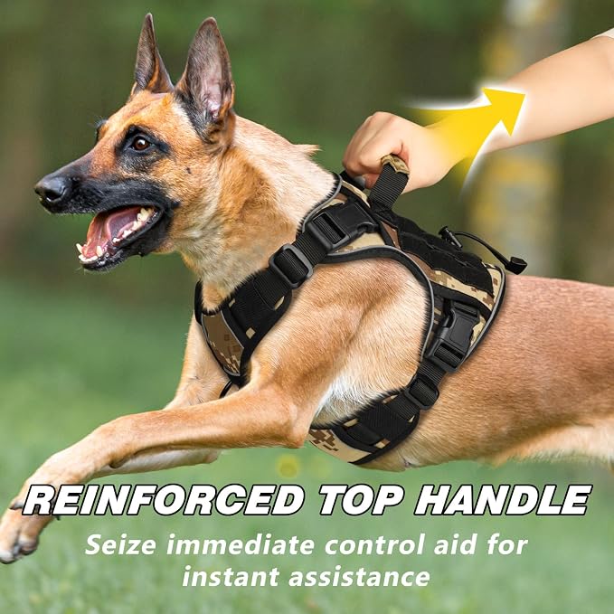 WINGOIN Tactical Dog Harness for Small Dogs,Heavy Duty No Pull Dog Harness | with Handle,Adjustable Reflective,Military K9 Style,Big Size Dog Vest,for German Shepherd,for Walking Training Hunting