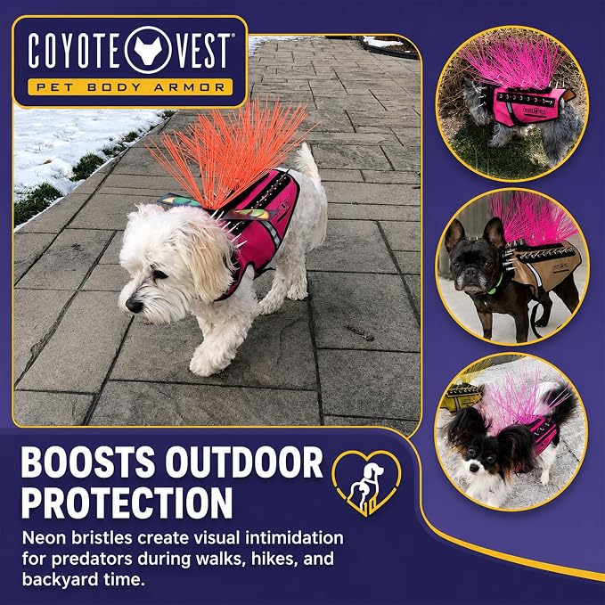 Coyotevest Coyotewhiskers Protective Nylon Dog Harness Bristles, Fluorescent Orange