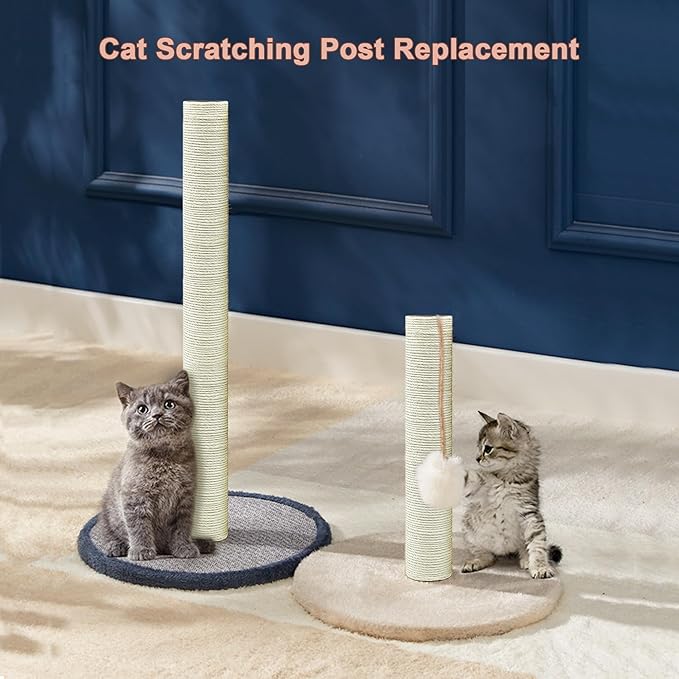 Cat Scratching Post Replacement Pole, 4 PCS 15.7“ 7.9" Cat Tree Replacement Post, Natural Sisal Cat Tree Replacement Parts with M8 Screws (15.7in/40cm+7.87in/20cm, M8*4poles)