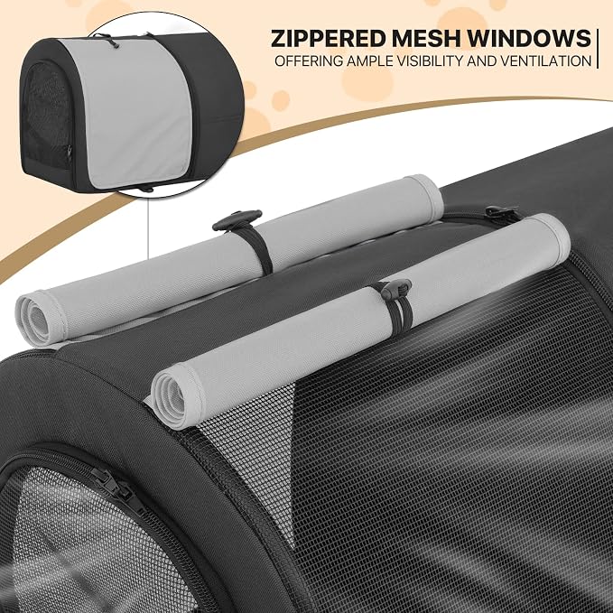 MoNiBloom Double Dog Stroller for Small and Medium Dog Cats, Black/Gray | Pet Stroller with Detachable Carrier Bags Large 4 Wheels Foldable Jogger for Small and Medium Dog Cats