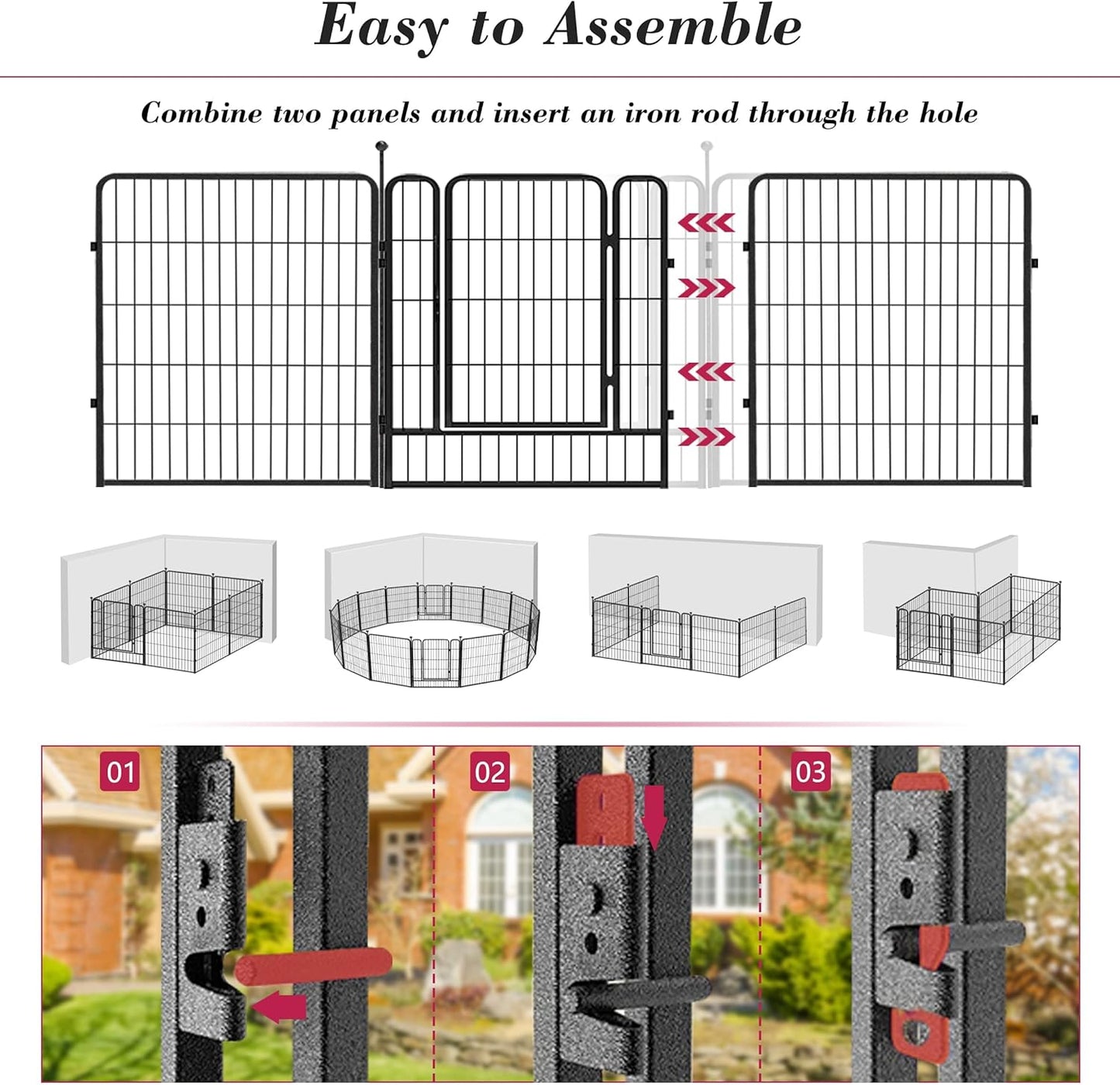 Dog Playpen 32 inch 30 Panels Indoor Outdoor Dog Pen for Medium/Small Dogs Heavy Duty Metal Dog Fence Outdoor for Yard, Puppy Playpen with Door Portable Pet Fence for RV Camping Yard
