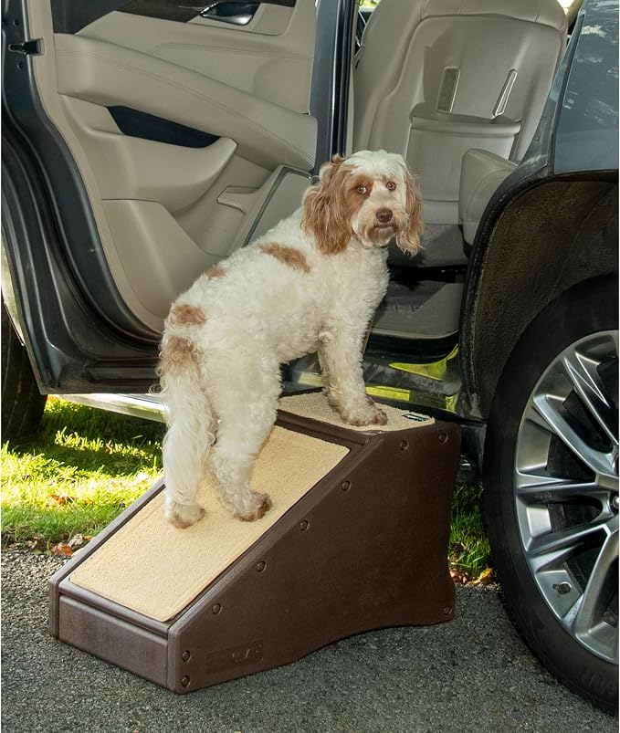 Pet Gear Stramp Stair and Ramp Combination for Dogs/Cats, Espresso | Easy Step, Lightweight/Portable, Sturdy, Easy Assembly (No Tools Required)