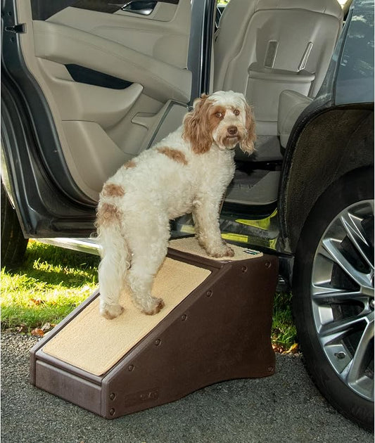 Pet Gear Stramp Stair and Ramp Combination for Dogs/Cats, Espresso | Easy Step, Lightweight/Portable, Sturdy, Easy Assembly (No Tools Required)