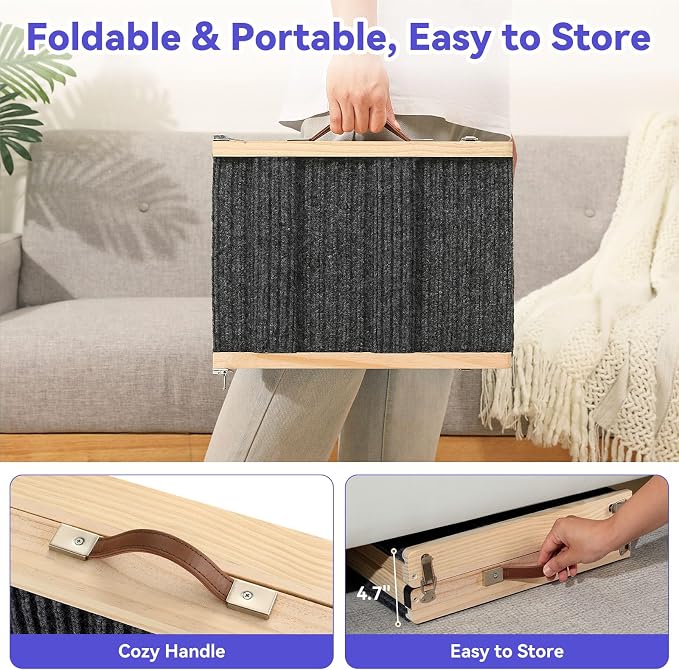 2026 Upgraded Dog Ramp for Couch, Foldable Small Dog Ramp for Sofa, 5 Adjustable Height from 9.8" to 20.5", Portable Stable Pet Steps with Non-Slip Pad, Pet Ramps Use for Sofa Couch Stairs