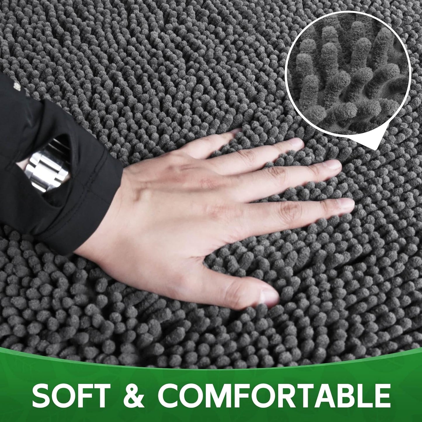 Dog Door Mat Indoor Entrance, 72" x 24" Absorbent Quick-Drying Mud Rugs, Non-Slip Door Rugs for Entryway Indoor Washable, Soft Chenille Dog Mat for Muddy Paws