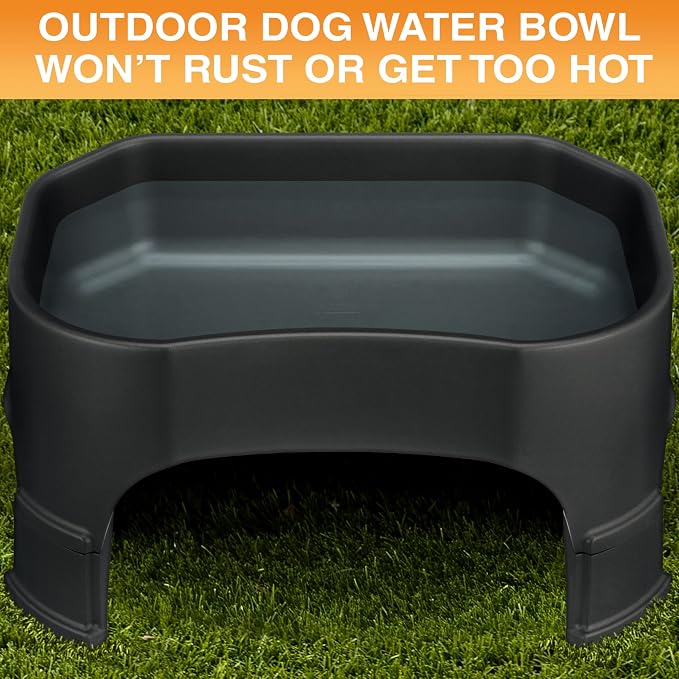 Neater Pet Brands Extra Large Water Bowl for Dogs, Elevated Outdoor Dog Water Bowl (2.25 Gallon XL Capacity), Big Trough Style Food Dish for Indoors or Outside, No Spill Large Dog Bowls, Black