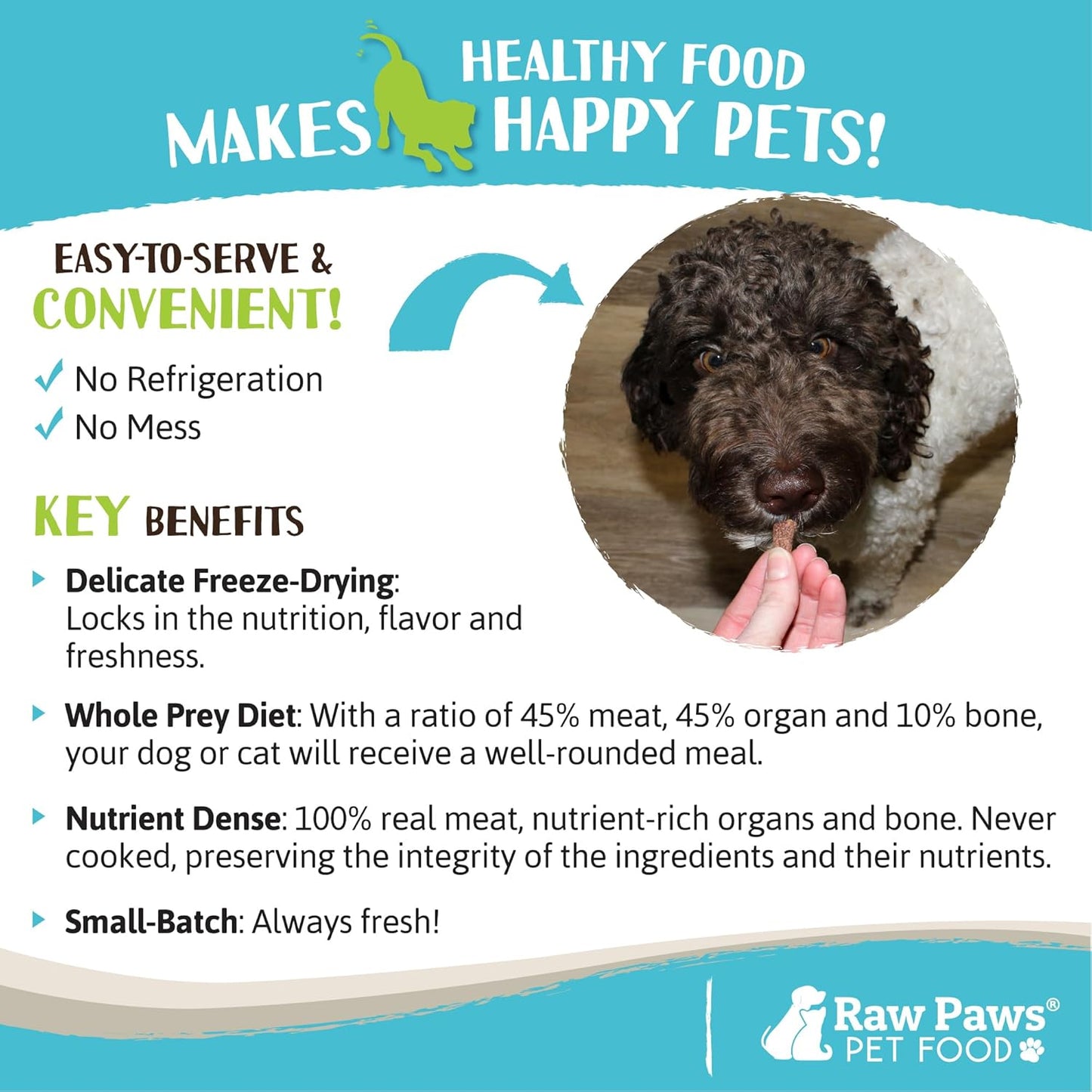 Raw Paws Freeze Dried Dog Food & Cat Food - Beef Recipe, 16-oz - Made in USA - Freeze Dried Raw Dog Food - Raw Food for Dogs - for Cats