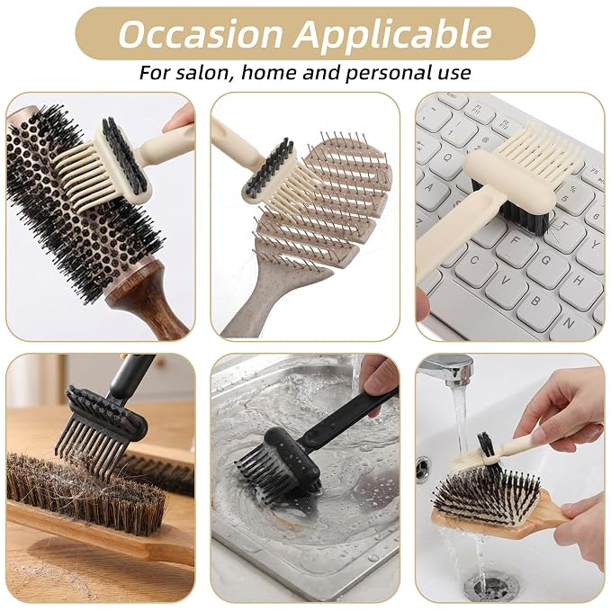 2pcs Hairbrush Cleaner Tool 2-In-1 Hair Brush Cleaner Tools Effective Brush Cleaning Tool Nylon Comb Cleaners & Remover Tools For Women Travel Home Salon Removal Hair